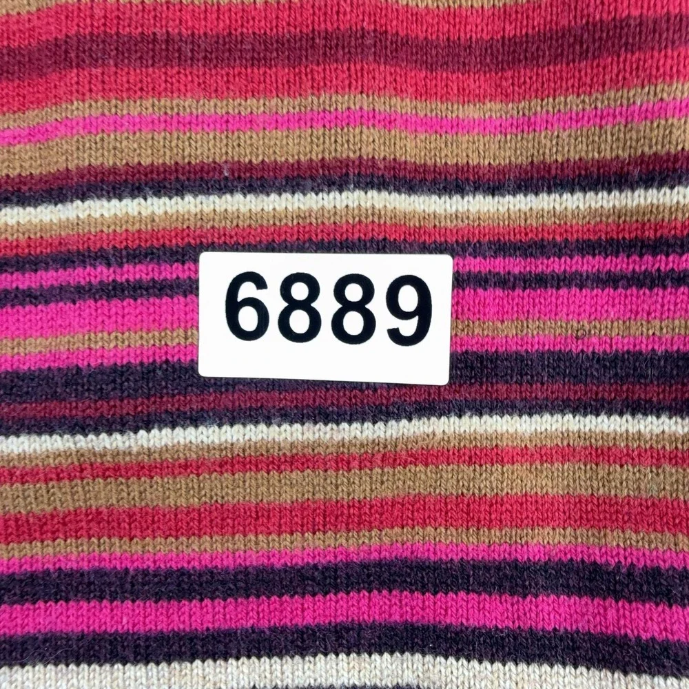 Eddie Bauer Sweater Womens XL Multicolor Striped Turtleneck Henley Knit Pullover